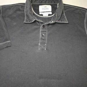 28 Palms XL Black Polo White Stitching Modern Preppy Golf Resort Wear Minimalist